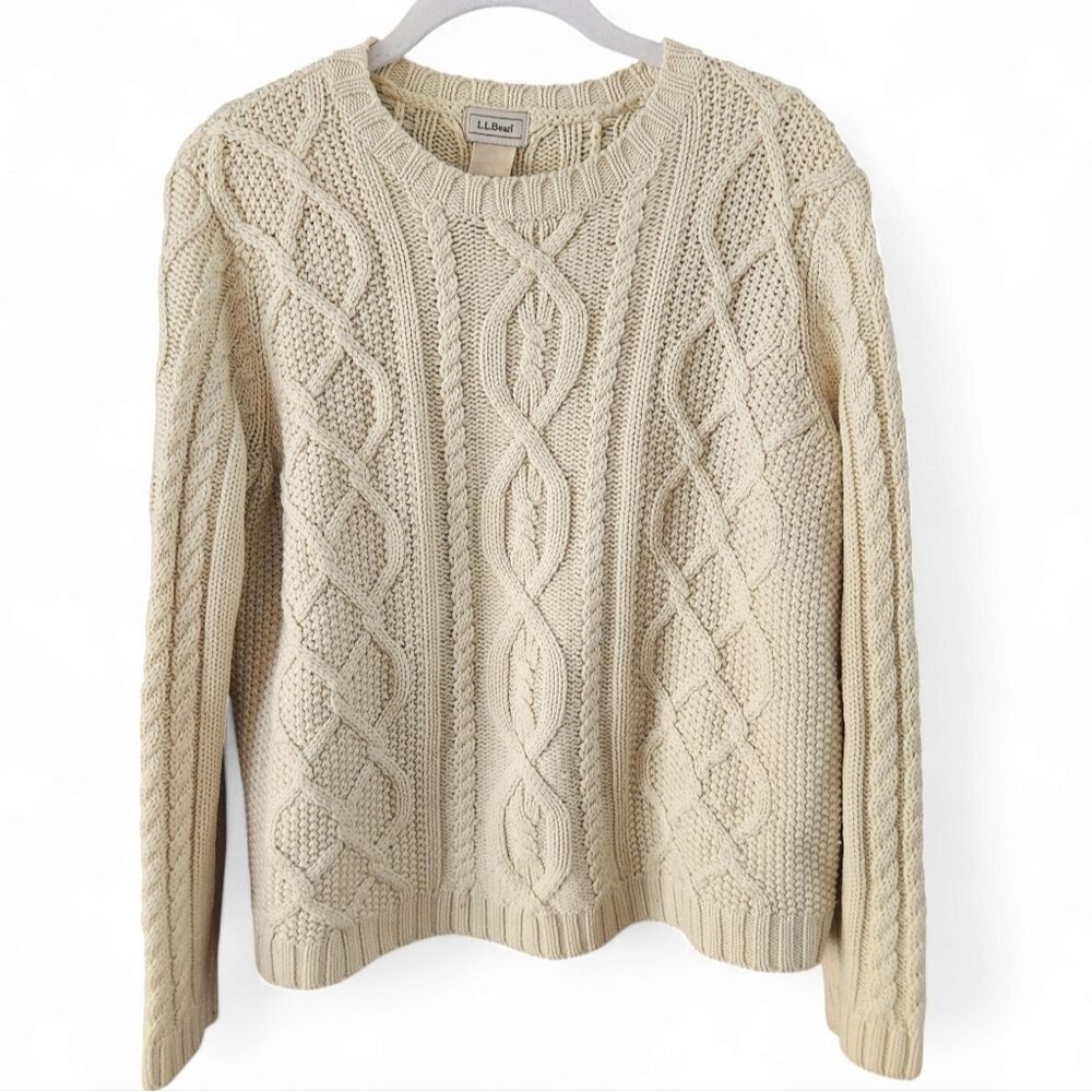 L.L. Bean Kids Cable Knit Fisherman wool blend sweater L 14/16